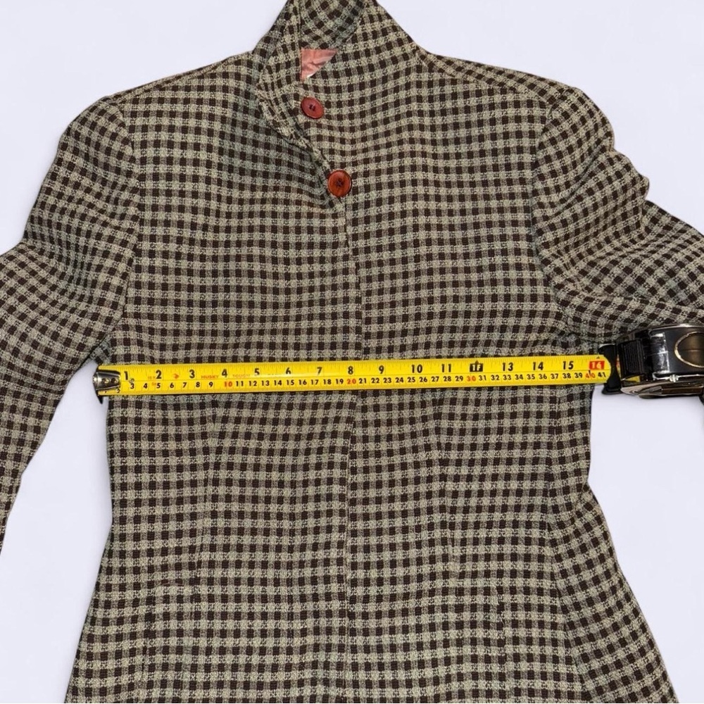 Vintage Biba Checkered Blazer in Brown and Cream - Picture 5 of 8